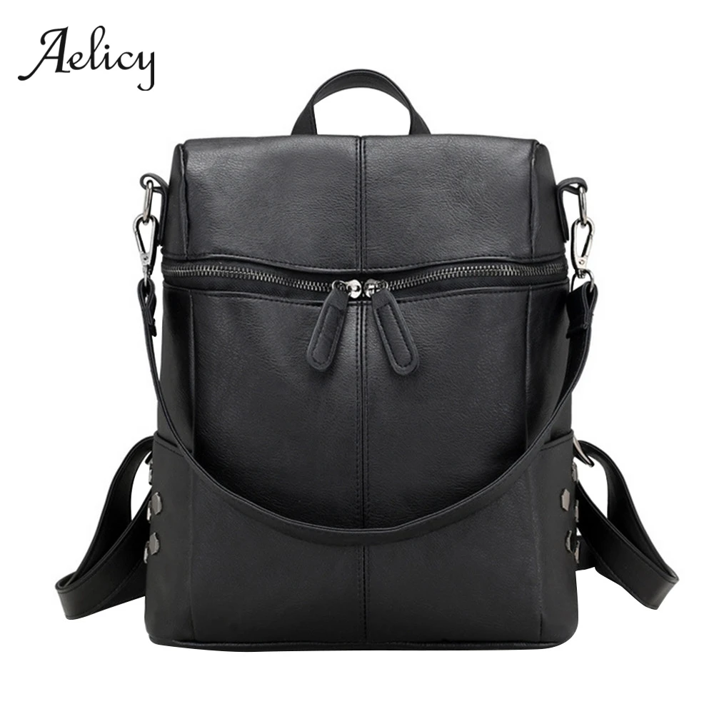 

Aelicy Casual Large Capacity Shoulder Bags Vintage Women Backpack Nubuck Leather Pu School Backpacks For Teenage Girl mochila