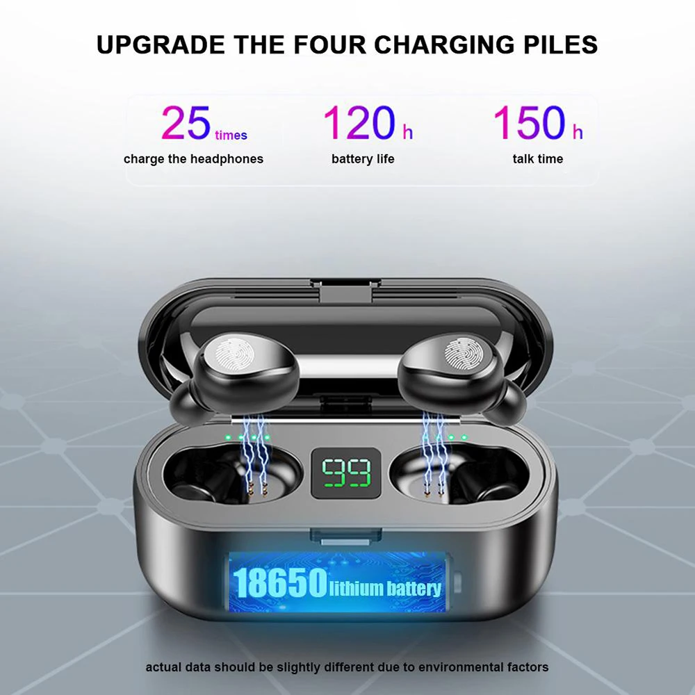 TWS Blutooth Earphone Mini Wireless Earbuds 2000mAh Stereo Headphone Sports Headset LED Display 8D audifonos para celular Elari