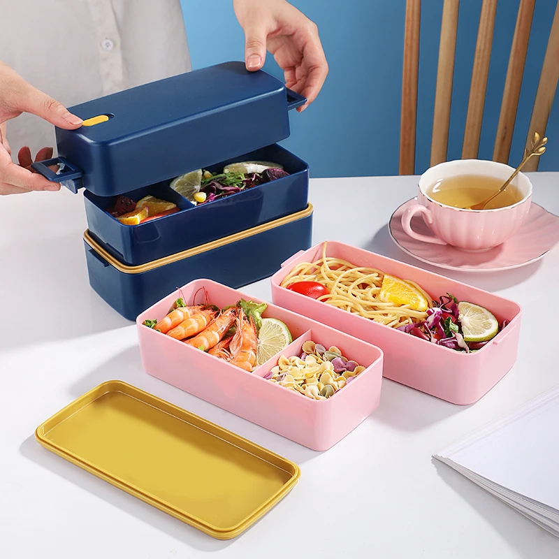 Bento Lunch Box,2-Layer Lunch Box and Cutlery Set Lunch Boxes for Kid Adult  Work School,Suitable for Microwave and Dishwasher