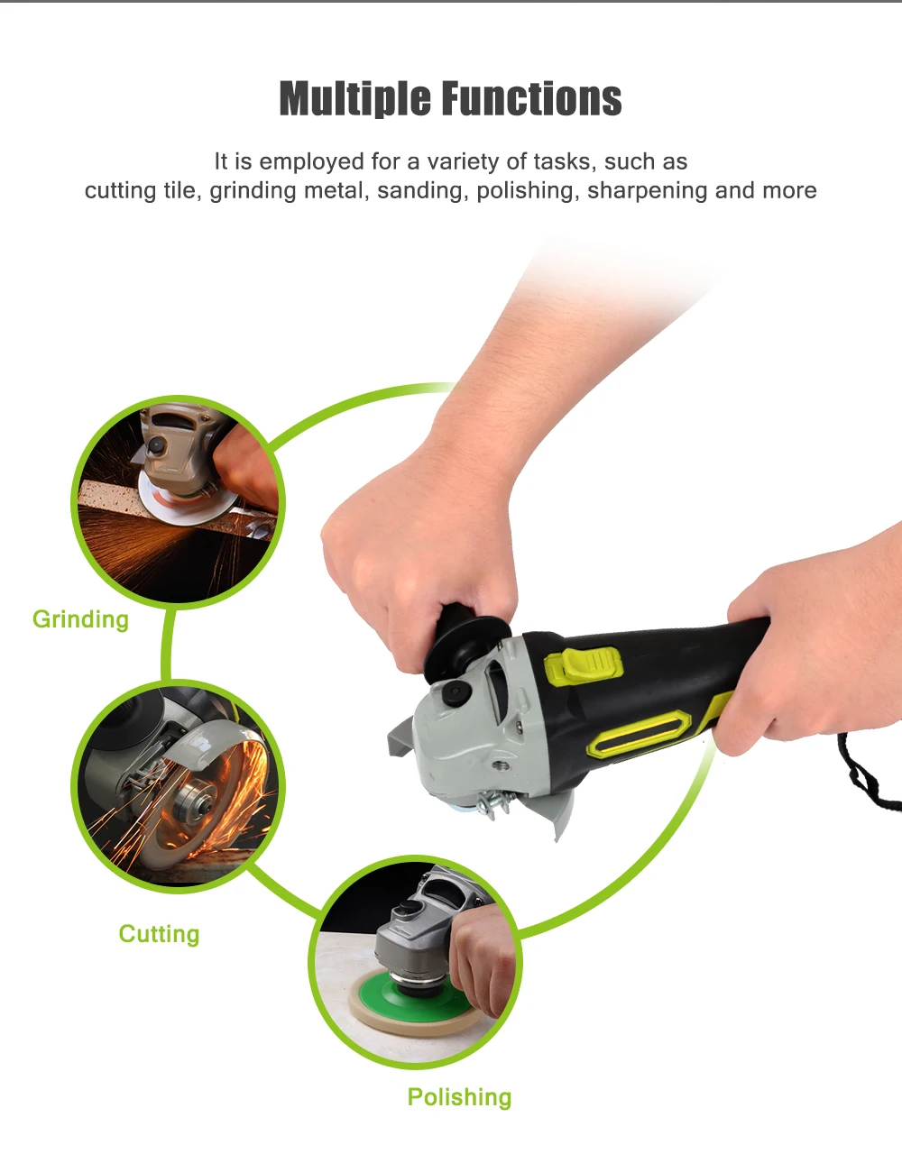 8000rpm Cordless Angle Grinder Brushless Polisher Grinding Metal Cutter 8000mAh Li-ion Battery Rechargeable Power Tool