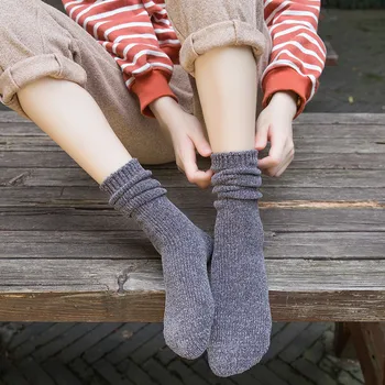 

Vintage Womens Long Boot Socks Autumn Winter Warm Sock Soft Cotton Knited Hosiery Female Ladies Thick Thermal Socks