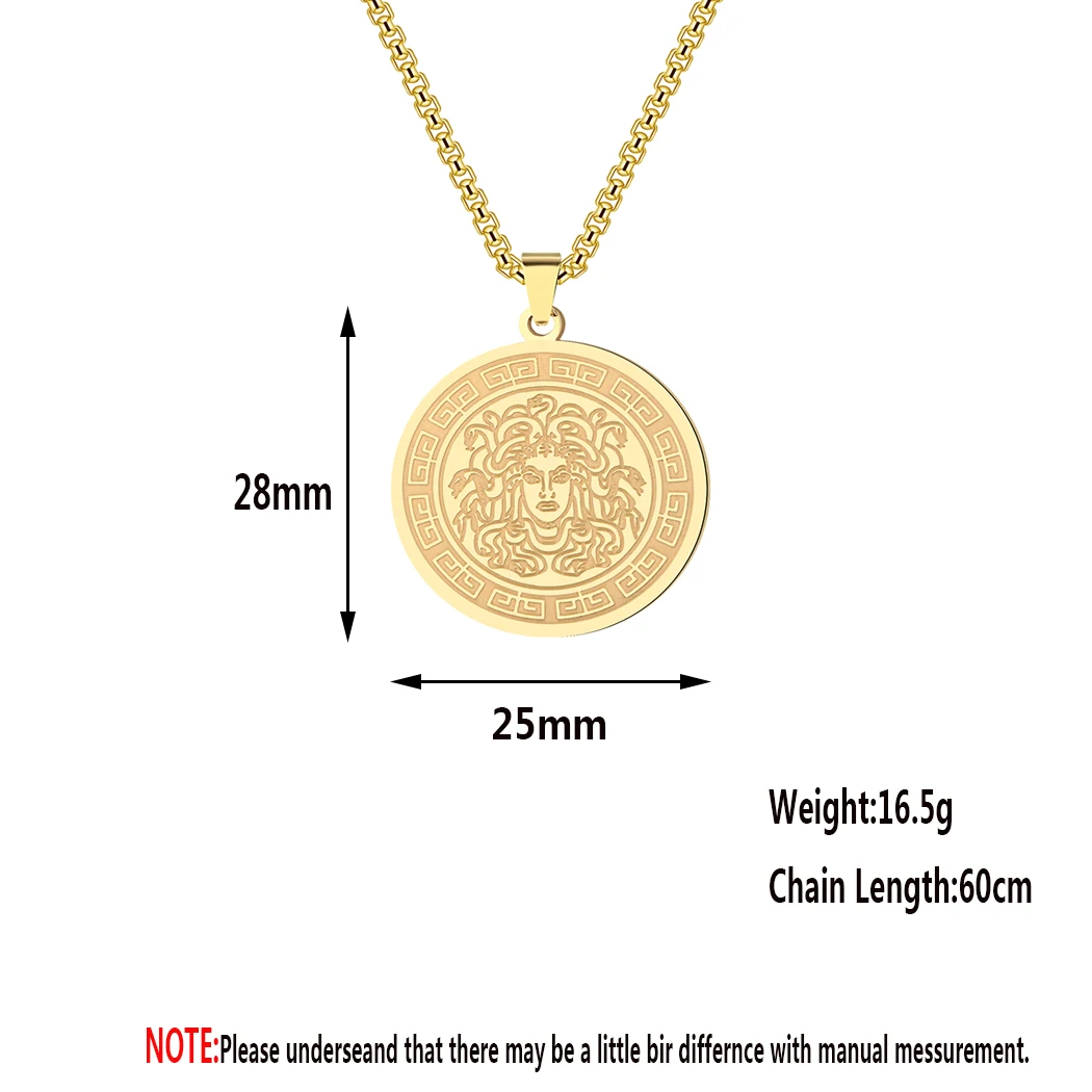Dainty Mythology Medusa Gorgon Necklace Women Men Ancient Greek Symbol Jewelry  Stainless Steel Pagan Necklace Collar