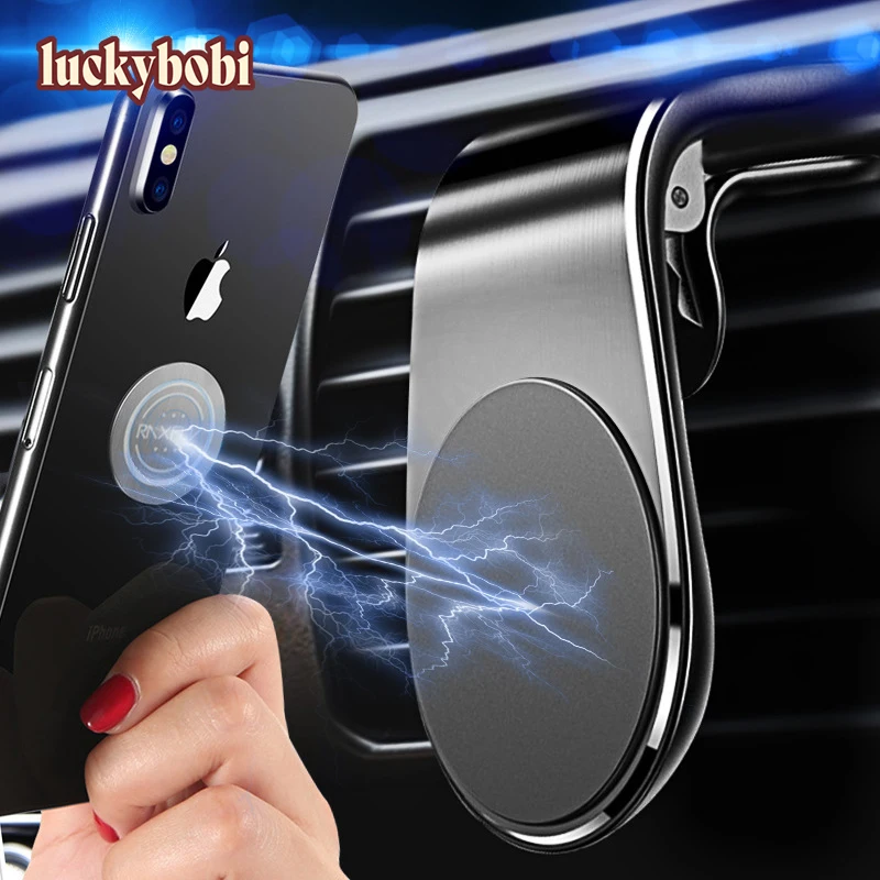 Luckybobi 360 металлический магнитный автомобильный держатель для телефона Подставка