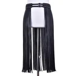 Женская юбка модные длинные вечерние из искусственной кожи с бахромой фантастические кисточки пояс с двойной пряжкой пояс хиппи корсет