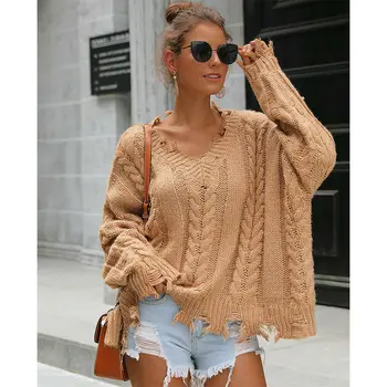 

New Spring Women Loose Knitted Hole Batwing Sleeve Jumper Sweater Ladies Casual Knitwear Tops Knitwear HOT
