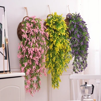 

1pcs 75cm Balcony Wall Hanging Artificial Plant Leaves Lavender Garland Ivy Flowers Home Wedding Decor