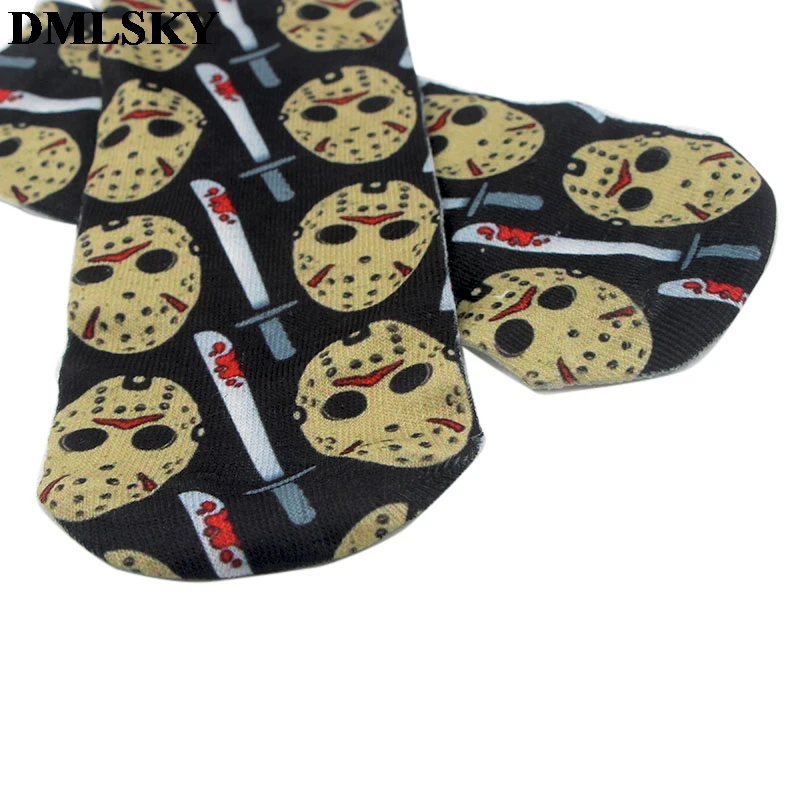 DMLSKY Friday the 13th Horror носки для женщин и мужчин модные хлопковые носки с 3D принтом носки с героями мультфильмов новинка носки M3825