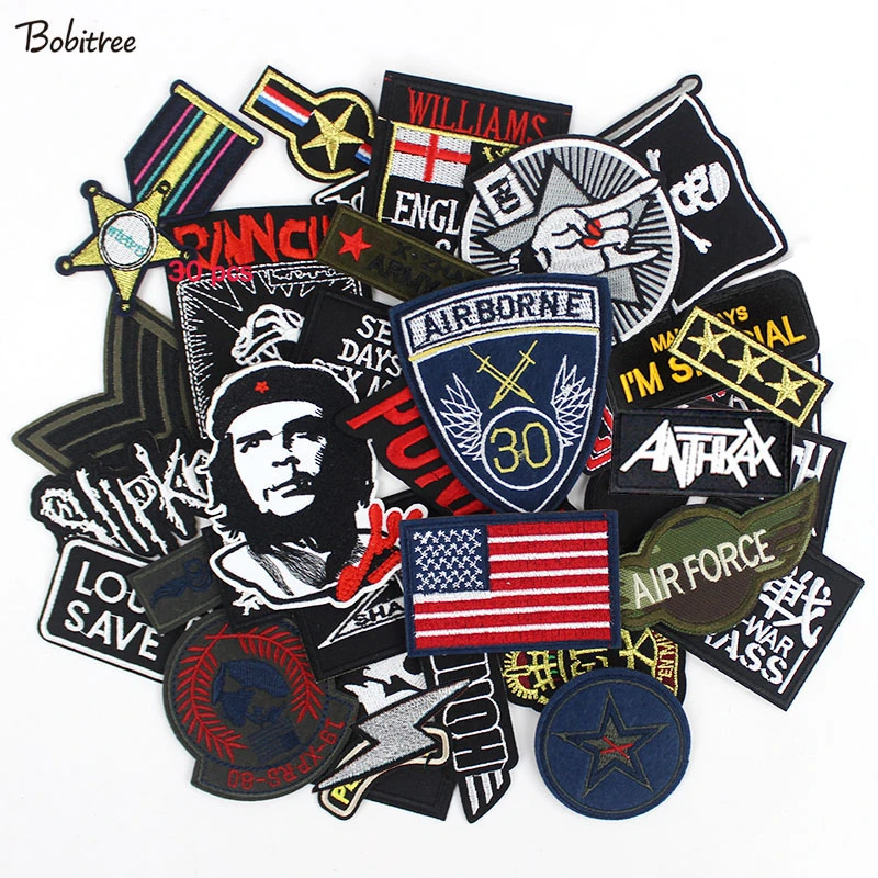 30pcs Punker clothes Patches Embroidery Badges hot iron on for men boys Jeans jacket Motorcycle Stickers|Patches| - AliExpress