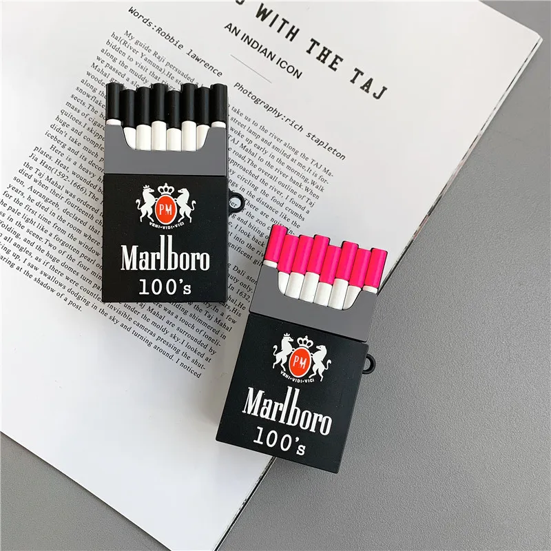 

Popular Brand Marlboro Cigarette Case Airpods1/2 Generation Protective Case Cigarette Boxes Apple Bluetooth Headset Silicone Cov