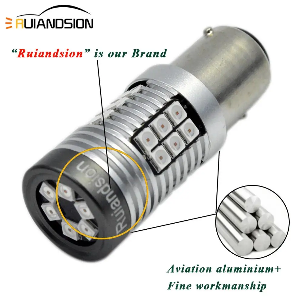 2x 0.64A 8 Вт светодиодный Canbus BAZ15D BAY15D светодиодный лампы 1157 P21/5 Вт R5W без Полар-флиса автомобильные огни белый красный стоп-сигналы обратный свет лампы 12V 24V