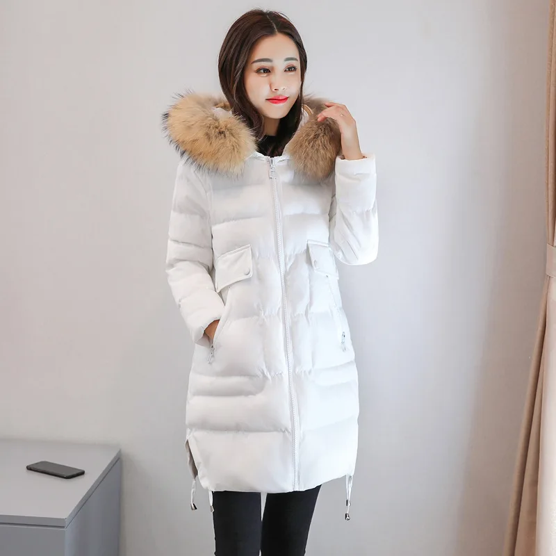 

Down Jacket Cotton-padded Clothes Women's Mid-length 2018 New Style Short-height Outfit Genuine Fur Collar Thick Waist Hugging C