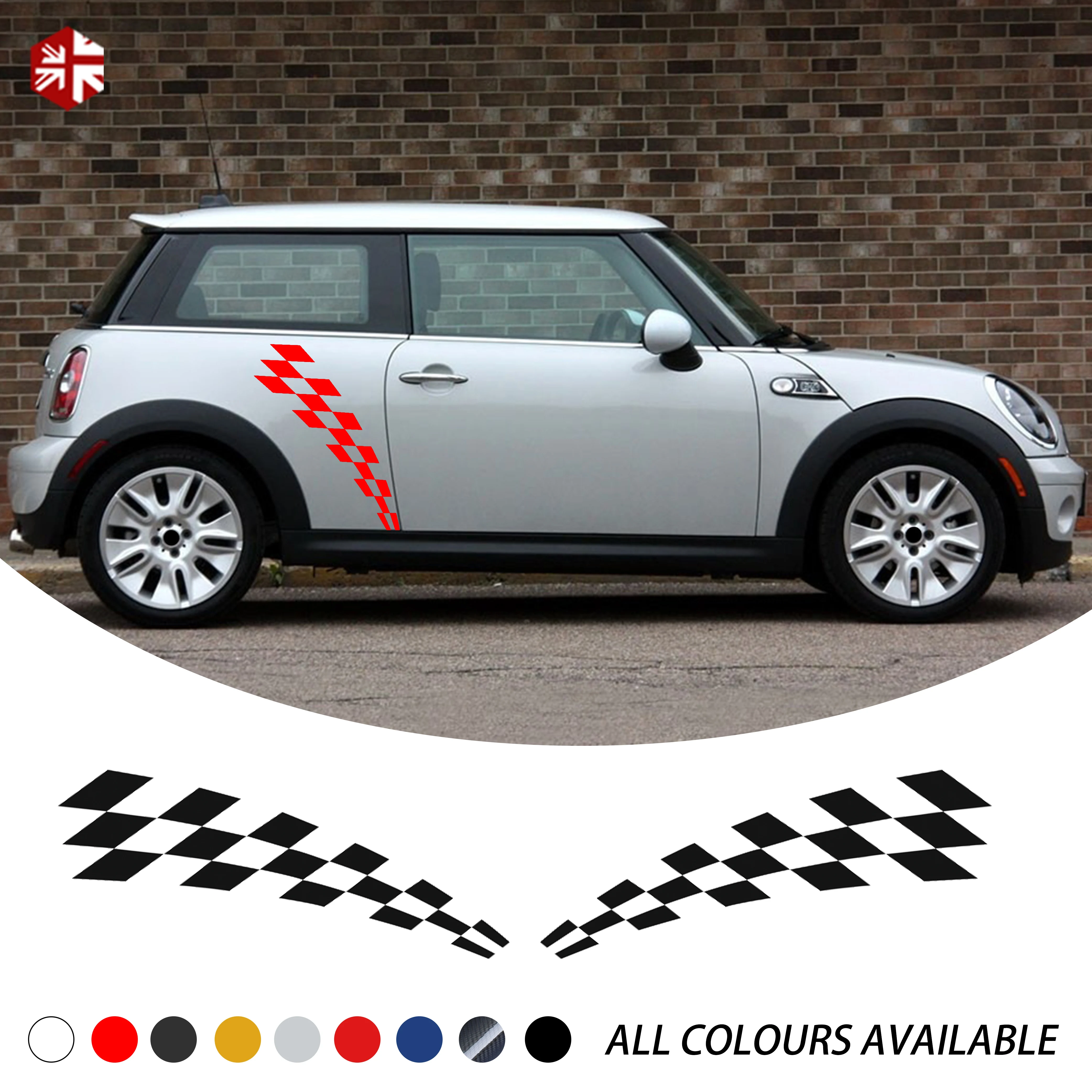 

2 Pcs Checkered Flag Styling Car Door Side Stripes Sticker Body Body Decal For MINI Cooper S R56 2206-2013 JCW One Accessories