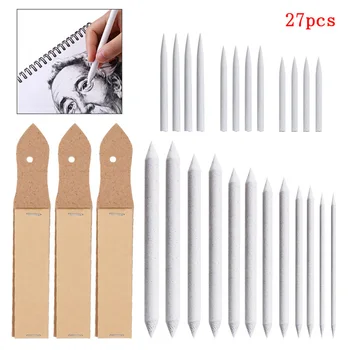 

27pcs Students Portable Blending Stumps Painting Artist Tortillions Paper Art Blenders Drawing Tools Sandpaper Pencil Sharpener