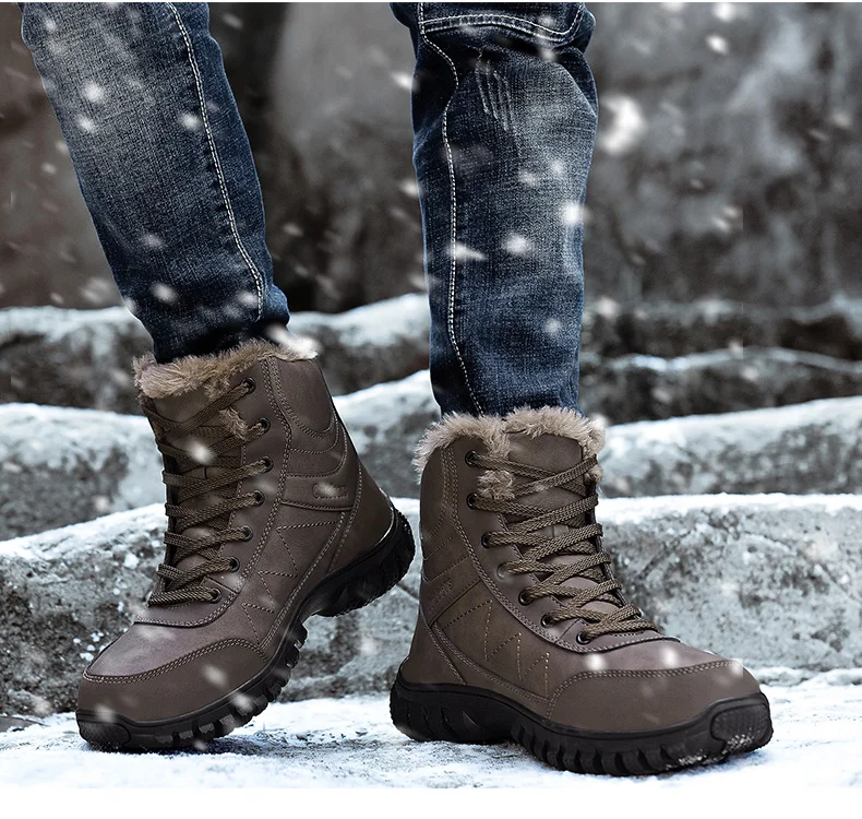 BESCONE/мужские зимние ботильоны водонепроницаемые повседневные короткие мужские ботинки с теплым Плюшевым Мехом прочные нескользящие походные ботинки BJ-G11