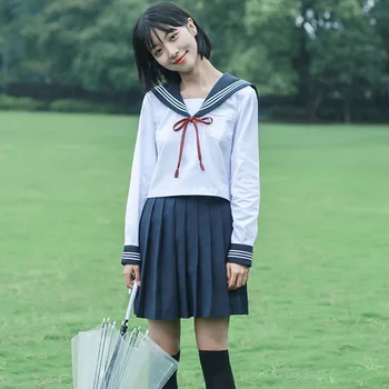 

Navy Sailor Costume Japanese School Uniform Japanese Korean Style Fashion Sweets Kawaii Girls Skirts Clothing Anime Cosplay