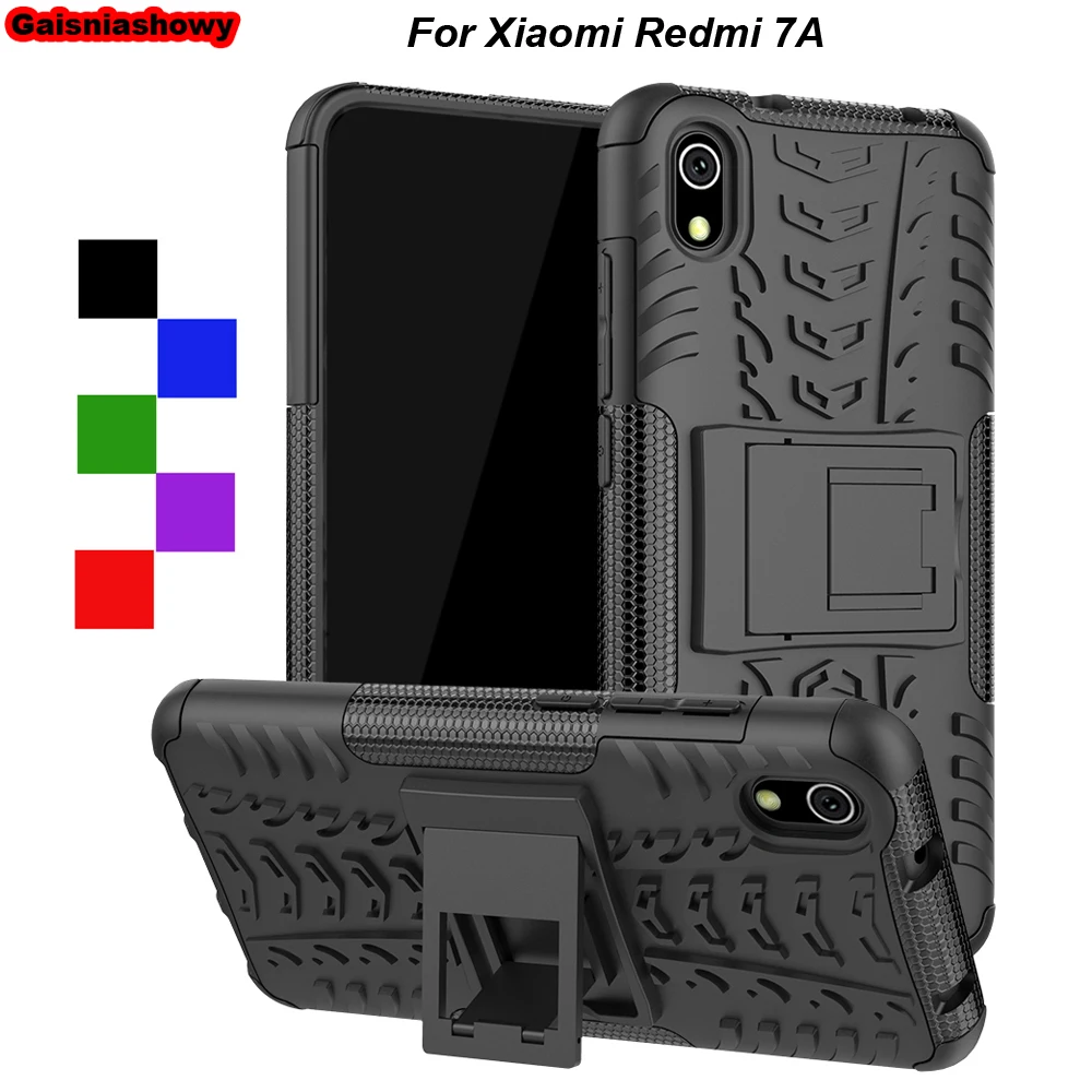 Противоударный защитный чехол для Xiaomi Redmi 7A подставка-держатель резина силикон