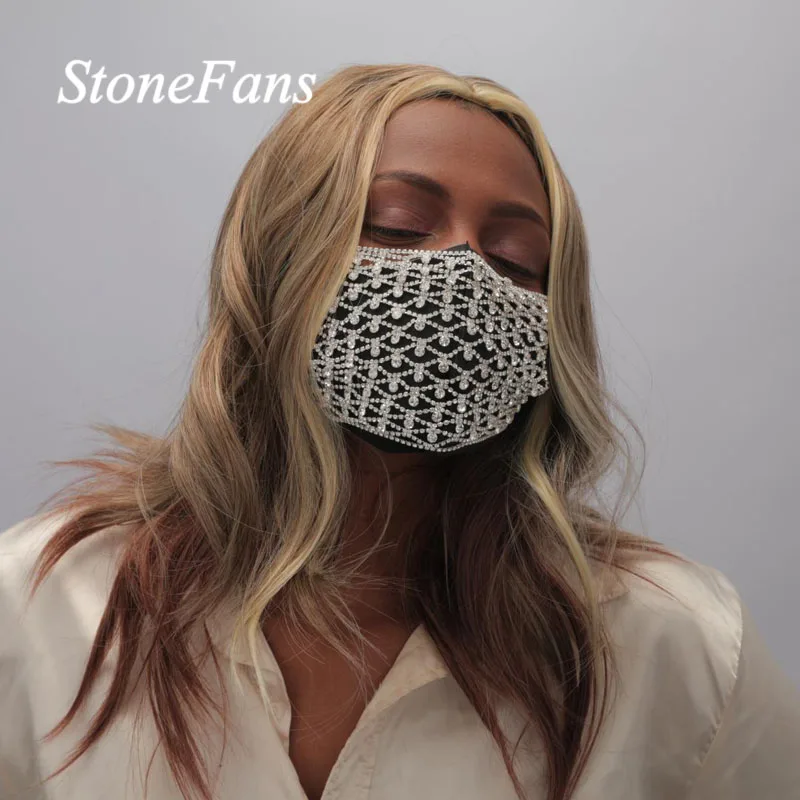 Женские блестящие стразы в форме глаз Stonefans модные эластичные прозрачные маски