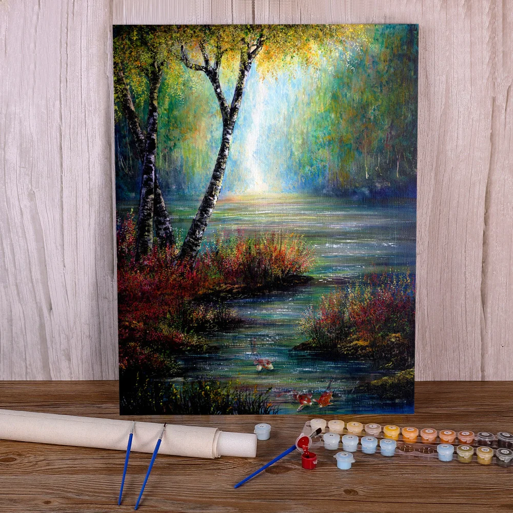 Pintura números de paisajes naturales para niños, conjunto pinturas acrílicas de 50x70 lienzos, cuadros de venta por mayor - AliExpress Hogar y jardín