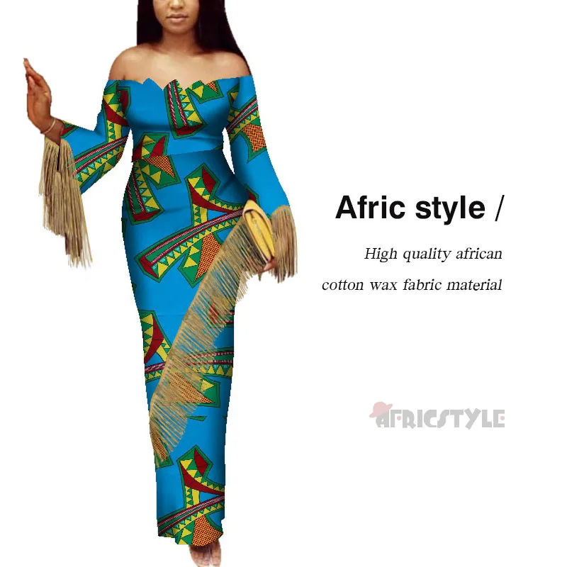 Африканский стиль восковая ткань для женщин с принтом Дашики в африканском стиле повседневные Клубные вечерние платья длинное платье WY5359 - Цвет: 8