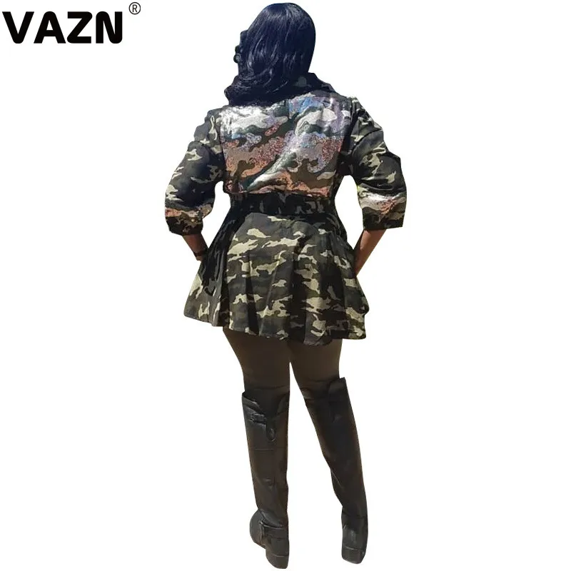 VAZN OSS19456 осень размера плюс Сексуальная Молодежная энергия UntidyFashion Camel длинный рукав тонкая Женская высокая талия на шнуровке длинная верхняя одежда