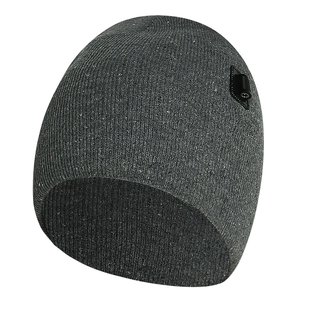 Мужская и женская вязаная спортивная теплая однотонная шапка, зимняя эластичная трикотажная шапка с черепами, электрическая шапка с подогревом, перезаряжаемая для катания на лыжах - Цвет: Серый