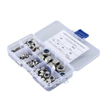 

100pcs 304 Stainless Steel Nylon Nut Combination Set A2-985-01 Nylon Lock Nut DIN985 A2 Metric Assortment Kit