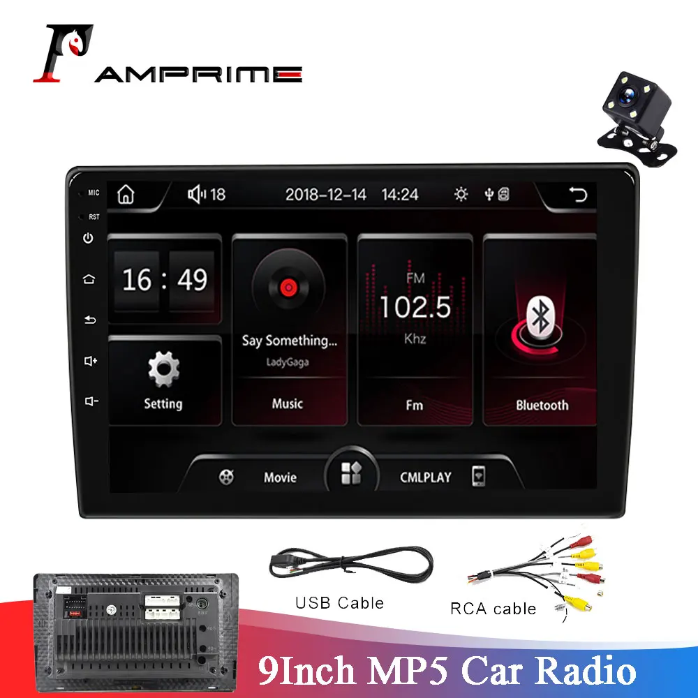 

AMPrime 9 Inch HD Car Multimedia Player 2 din Car Stereo Radio Bluetooth Audio Mirrorlink FM Audio MP5 Player With Rear Camera