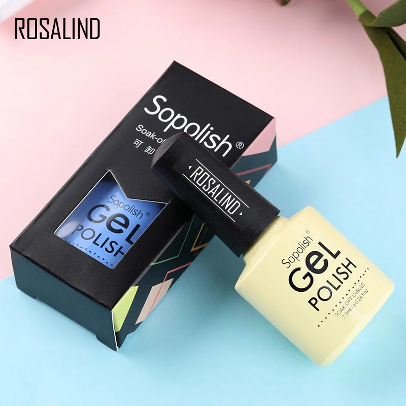 Гибридный лак для ногтей ROSALIND, Гель-лак 7,5 мл, верхнее Базовое покрытие, праймер для маникюра, полуперманентный лак, дизайн ногтей