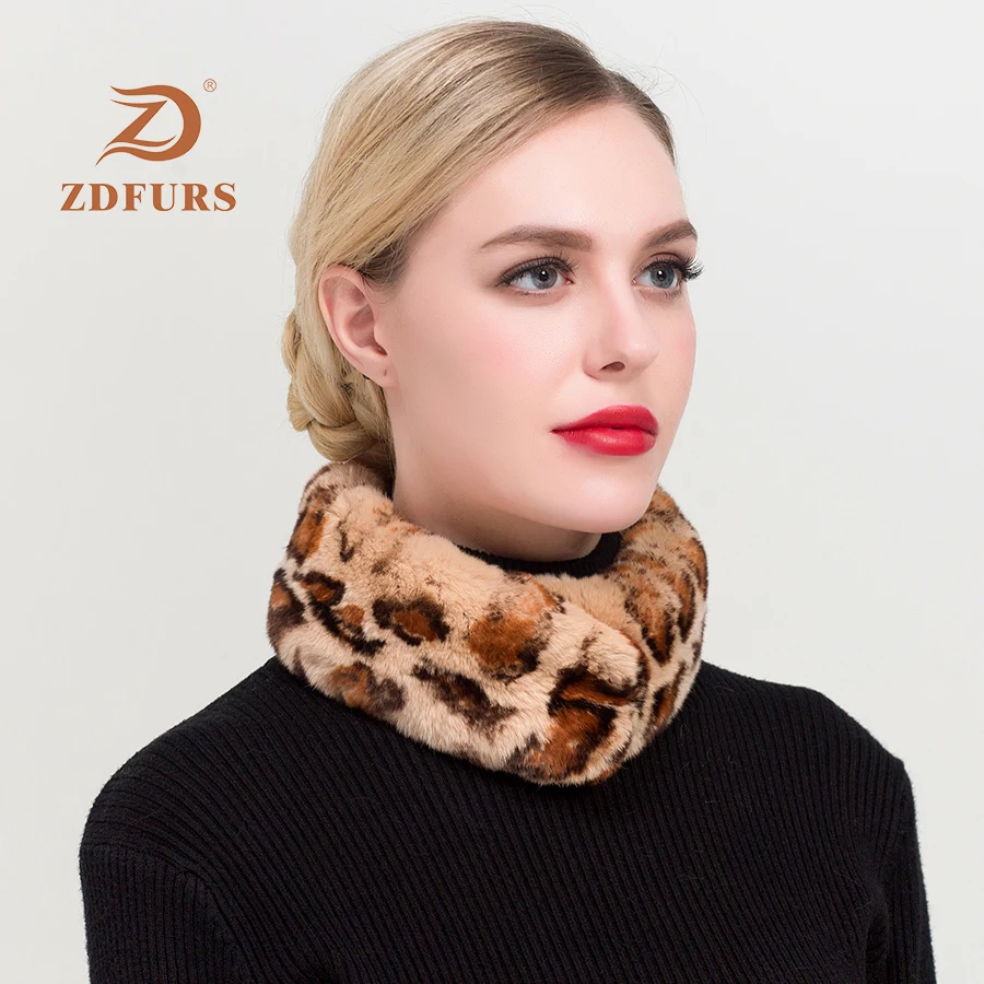 

ZDFURS*2019 New Women Full Pelt Natural Rex Rabbit Fur Scarves Girl Real Fur Magnet Scarf Winter Warm Rex Rabbit Fur Muffler