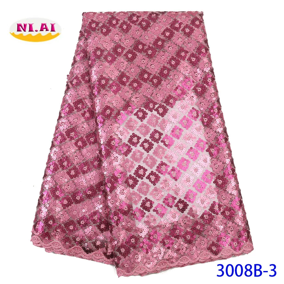 NIAI новейшая африканская кружевная ткань высокое качество кружевная вышитая французская нигерийская сетка с блестками кружевная ткань для женщин XY3008B-5