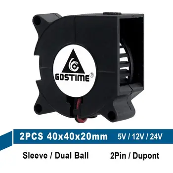 

2pcs Gdstime 40mm 3D Printer Fan DC 5V 12V 24V 4cm 40*20MM Turbo Blower 4020 Ball Bearing Cooling Fan 40x40x20mm for 3D Printer