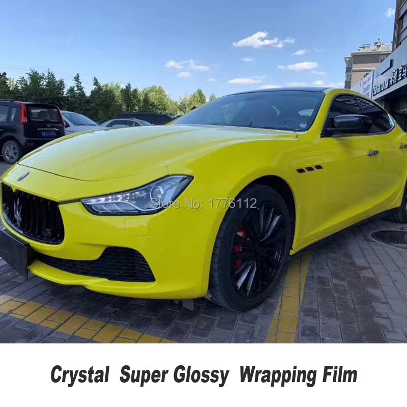 

Highest quality crystal series lemon yellow Glossy Yellow Vinyl Wrap Film Decal Glossy Yellow Self Adhesive Film Car Wrapping