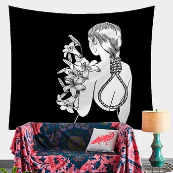 

Black And White Tapestry Room Blanket Wall Hanging Abstract Paintings Home Decor Beach Towel