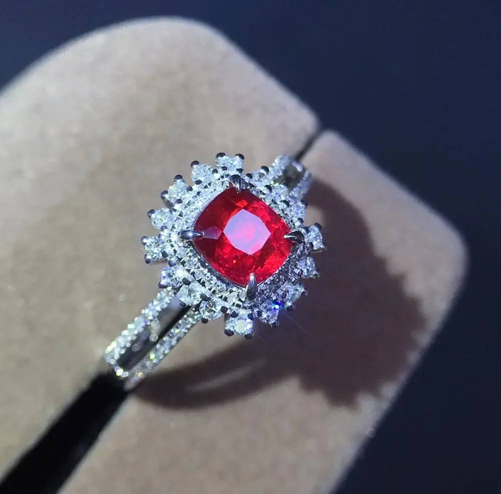 Рубиновые кольца J1207 18 К золотые ювелирные изделия натуральный 1.02ct красный рубин