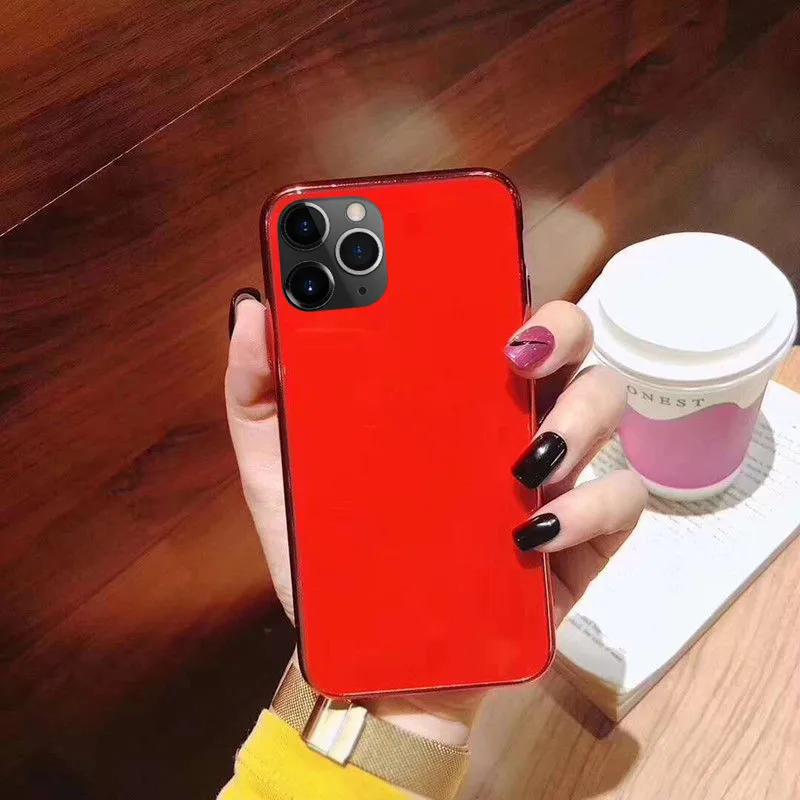 Модное закалённое стекло с покрытием чехол для iPhone 11 Pro Max XR X Xs Max 6 7 8 Plus роскошный бампер глянцевый чехол Coque Capa с логотипом