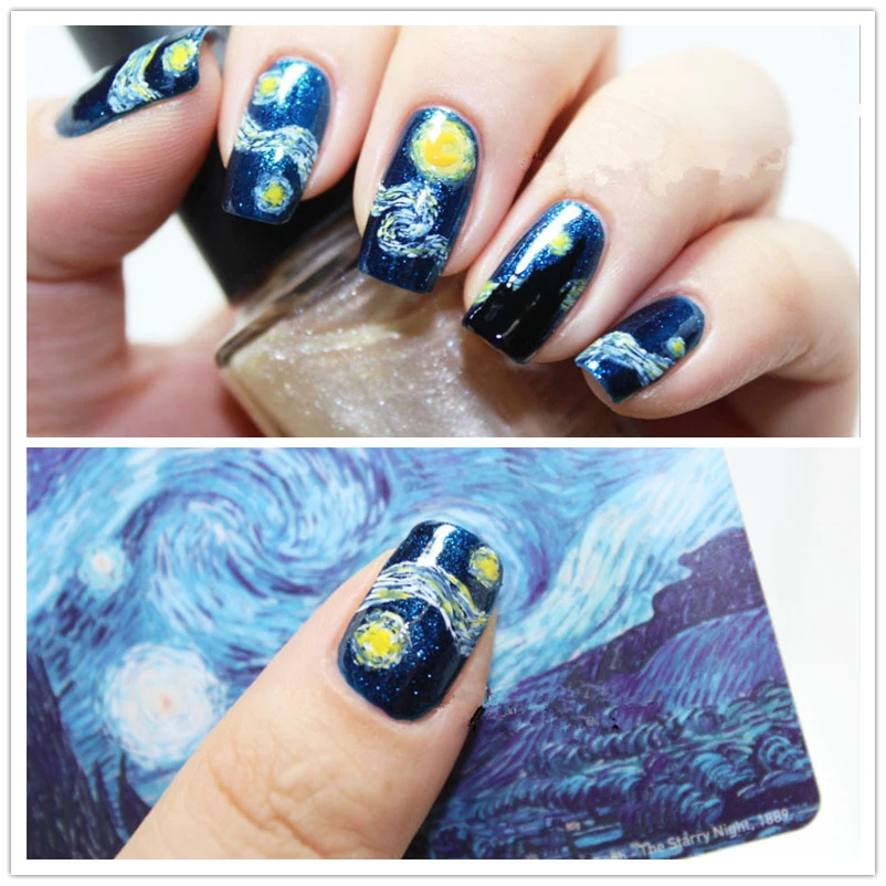

Nails Van Gogh Starry Night Romantic Nail Art Sticker High Quality Nail Decals Summer Style Makeup French Manicure free shipping