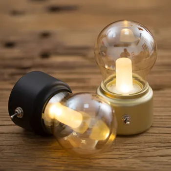 

LED Bulb Night Light Retro Vintage USB 5V Rechargeable Battery Mood Luminaire Writing Desk Table Lights Portable Bedside lampara