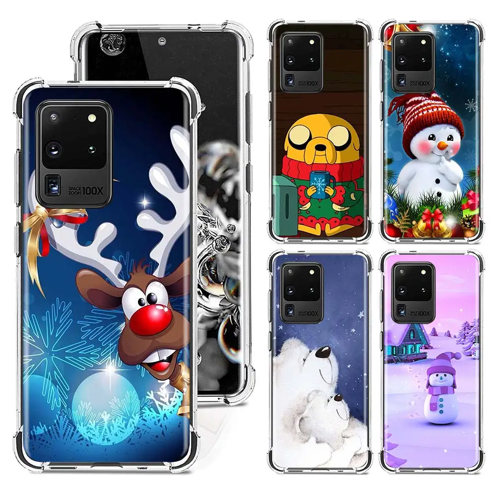 

Shockproof Phone Case For Samsung Galaxy S20 FE Ultra S10 Lite S10e S9 S8 Plus 5G Silicone Back Cover Christmas