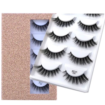 

NEW 5 pairs long Natural Mink False Eyelashes Cross Dense Handmade Cotton Stalk Eye Lashes Make-up Mink Fake Eyelashes