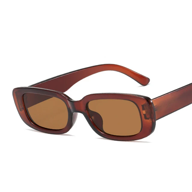 MADELINY 2022 New Small Frame Rectangle Sunglasses Women/Men Brand Design Vintage Sun Glasses Trend Style Eyeglasses UV400 MA423 Brown-Brown