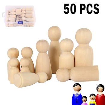 

35mm/65mm Wooden Peg Dolls 50PCS/Lot Wood Dolls 35mm 43mm 55mmPainting DIY Home Nursery Decoration Women Men Wooden Peg Dolls