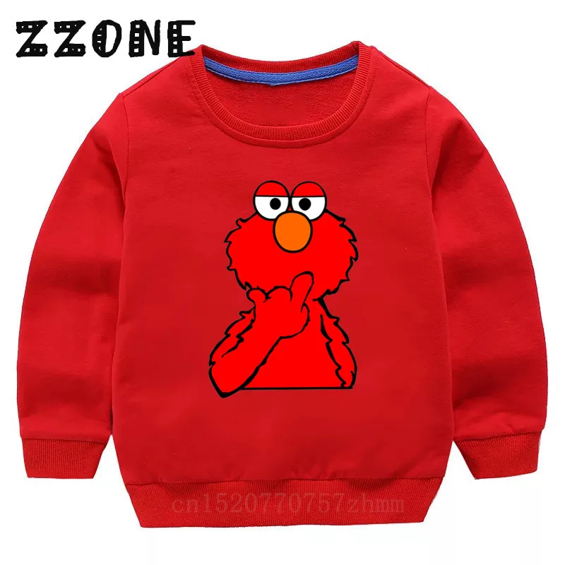 2413C-Red- Детские толстовки с капюшоном Детские свитшоты с героями мультфильма «Улица Сезам» и «Элмо» хлопковый пуловер для малышей топы для девочек и мальчиков, осенняя одежда KYT2413 - Цвет: 2413C-Red-