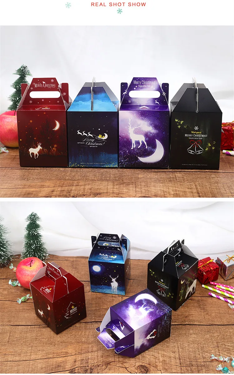 40 шт./лот коробки для вечерние сувениры Рождественский подарок Шоколадные Конфеты Яблоко коробка ручка Лось День рождения Свадьба упаковка подарочная коробка еда