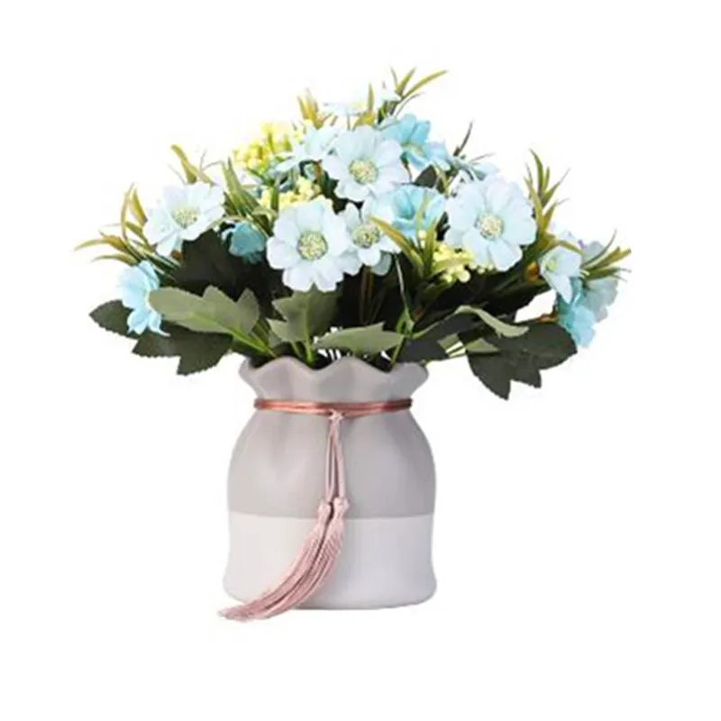 

European Ceramic Lotus Leaf Fringed Water Culture Vase Contracted Porcelain Flower Vases Creative Ornaments X3290