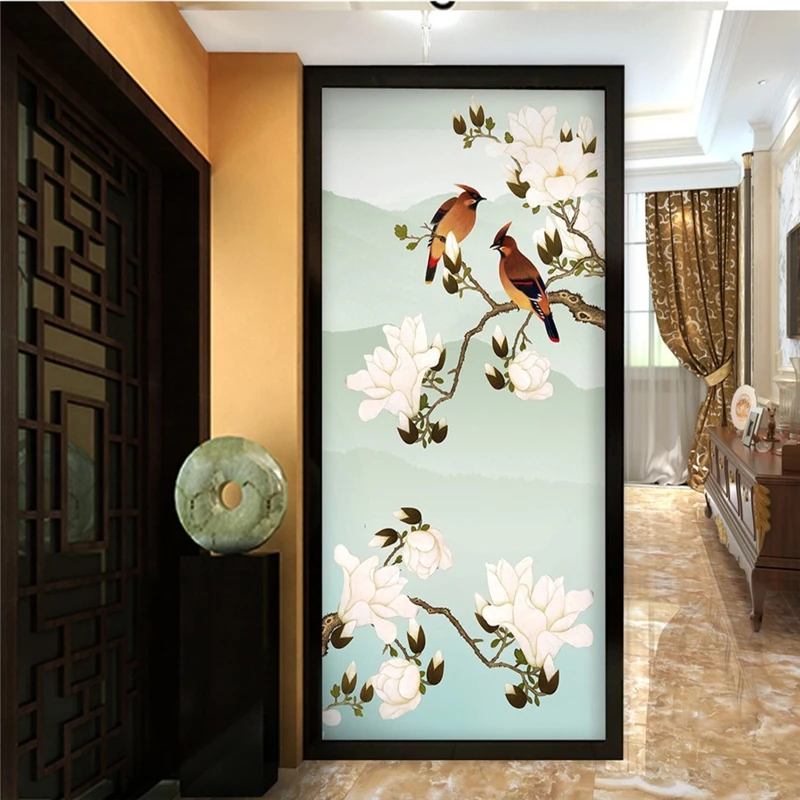 

Drop Shipping Custom Wallpaper Hand-painted Flowers And Birds Of New Chinese Style Porch Background Of Olay Adornment Wall Paper
