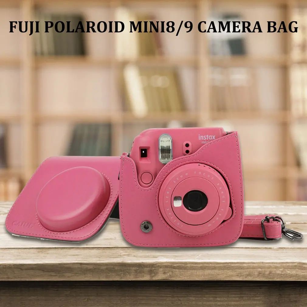 Для Fujifilm Instax Mini 8 Mini 9 camera PU кожаная цветная сумка Instax Mini чехол с плечевым ремнем прозрачная кристальная крышка