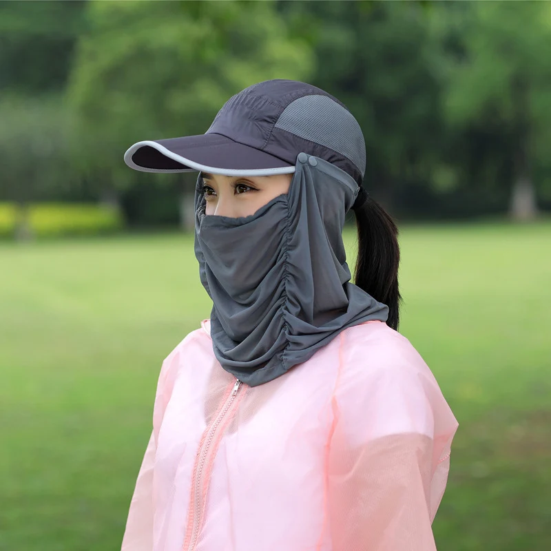 Newly Removable Fishing Hat UV Protecting Breathable Fishing Cap with Neck Face Cover Outdoor Hiking