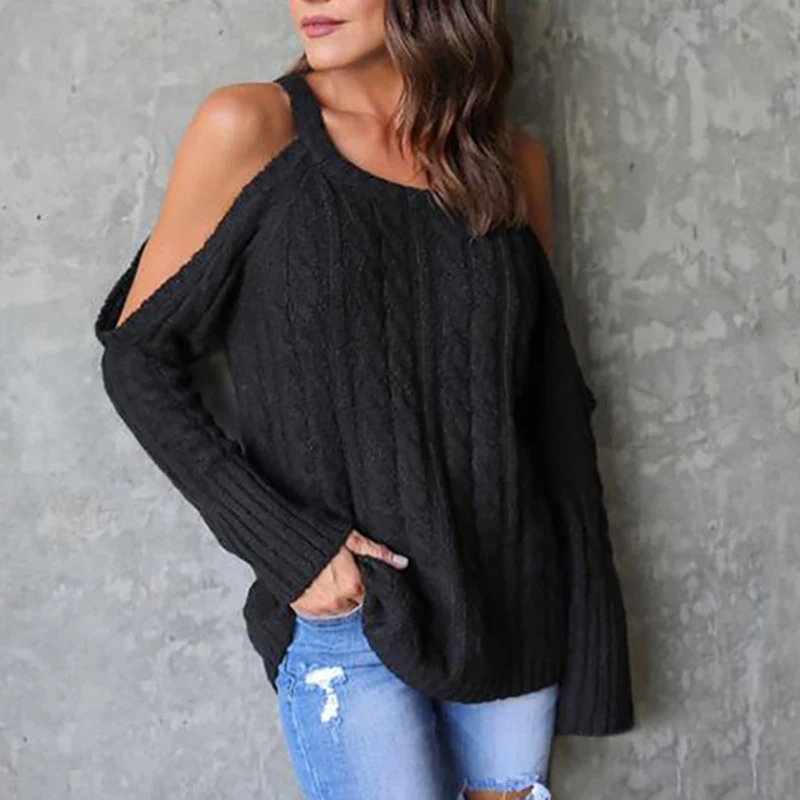 Knitted Women's Sweater Autumn Winter New Long Round Neck Twist Sweaters Long Sleeve Woman Maglioni.w