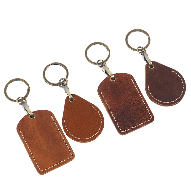 Vintage Leather Key Case Keychain for Doorlock Access Control Tags ID Card