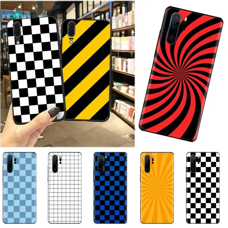 

Checkerboard Checkered fashion Phone Case For Huawei P9 P10 P20 P30 Pro Lite smart Mate 10 Lite 20 Y5 Y6 Y7 2018 2019